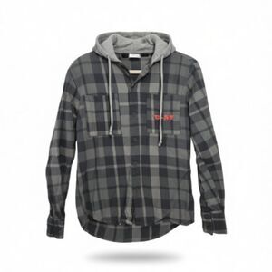 Mad Engine Tom & Jerry Plaid Hoodie Kids S/P/C Plaid Button Closure